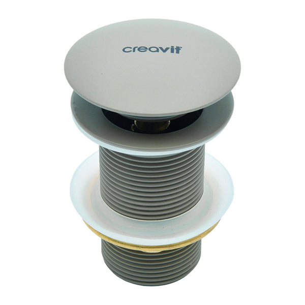 Creavit afvoerplug - Click Waste 5/4" - met overloop - Koel grijs