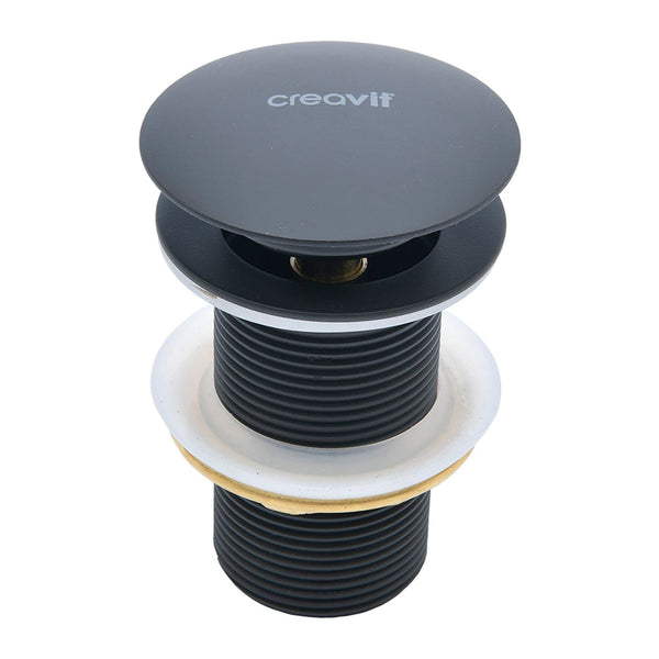 Creavit Afvoerplug - Click Waste 5/4" - Met Overloop - Houtskool Zwart
