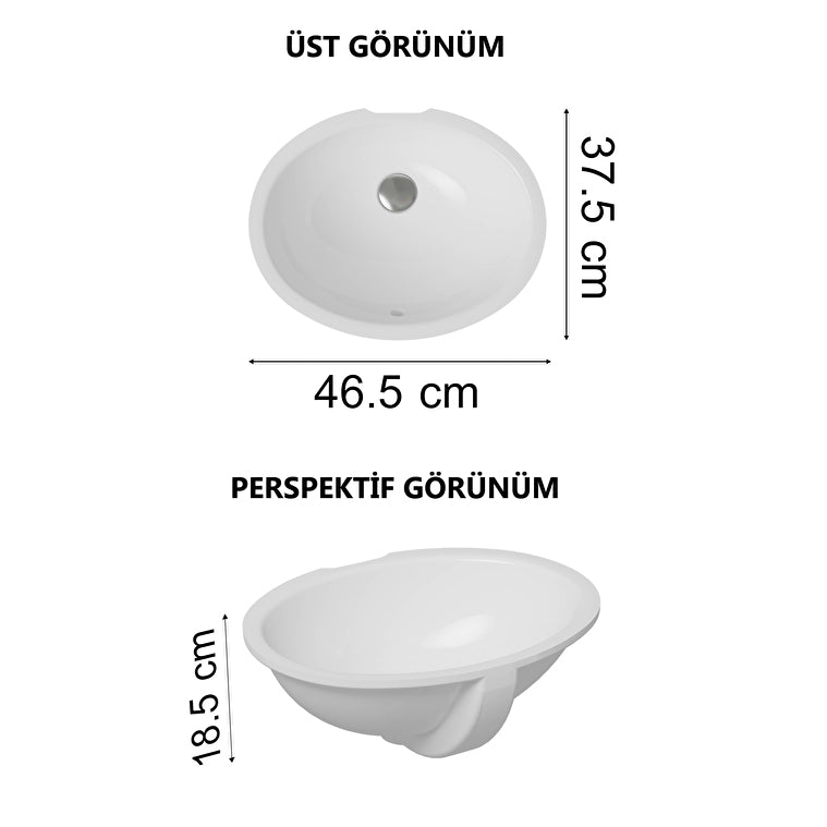 VitrA S20 Onderbouwwastafel, Zonder Kraangat, Met Overloop – Technische tekening – 6039B003-0012 #variant_57380263231812