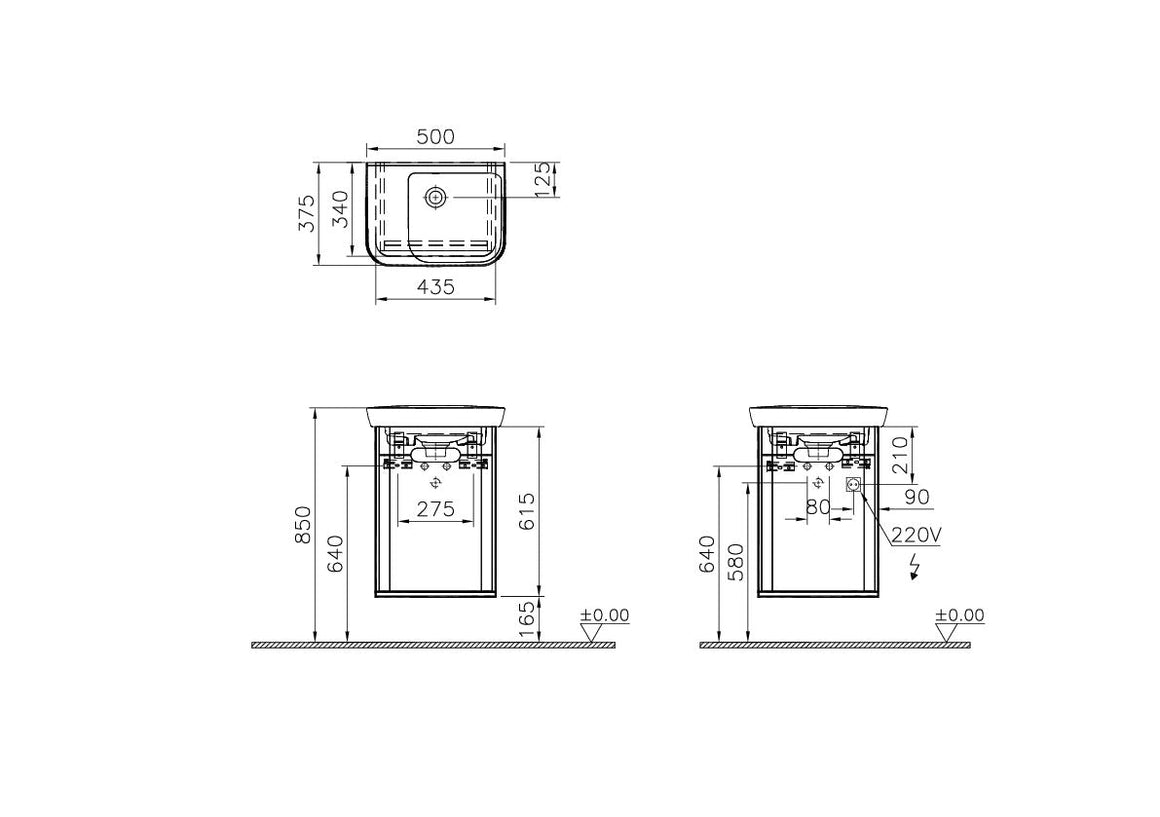 VitrA Sento Badkameronderkast Mat Antraciet 50Cm – Technische tekening – 60801 #variant_57380286529860