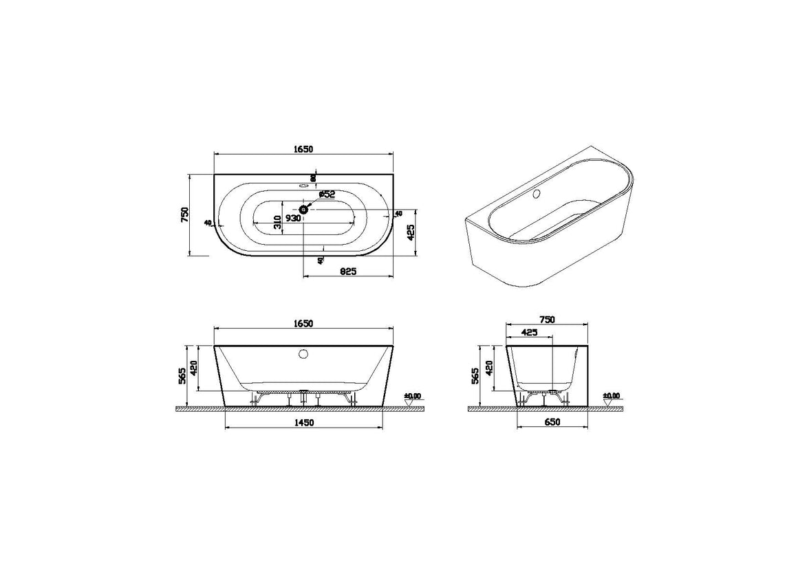 VitrA Geo Bad Btw – Technische tekening – 65410006000 #variant_57380299080004