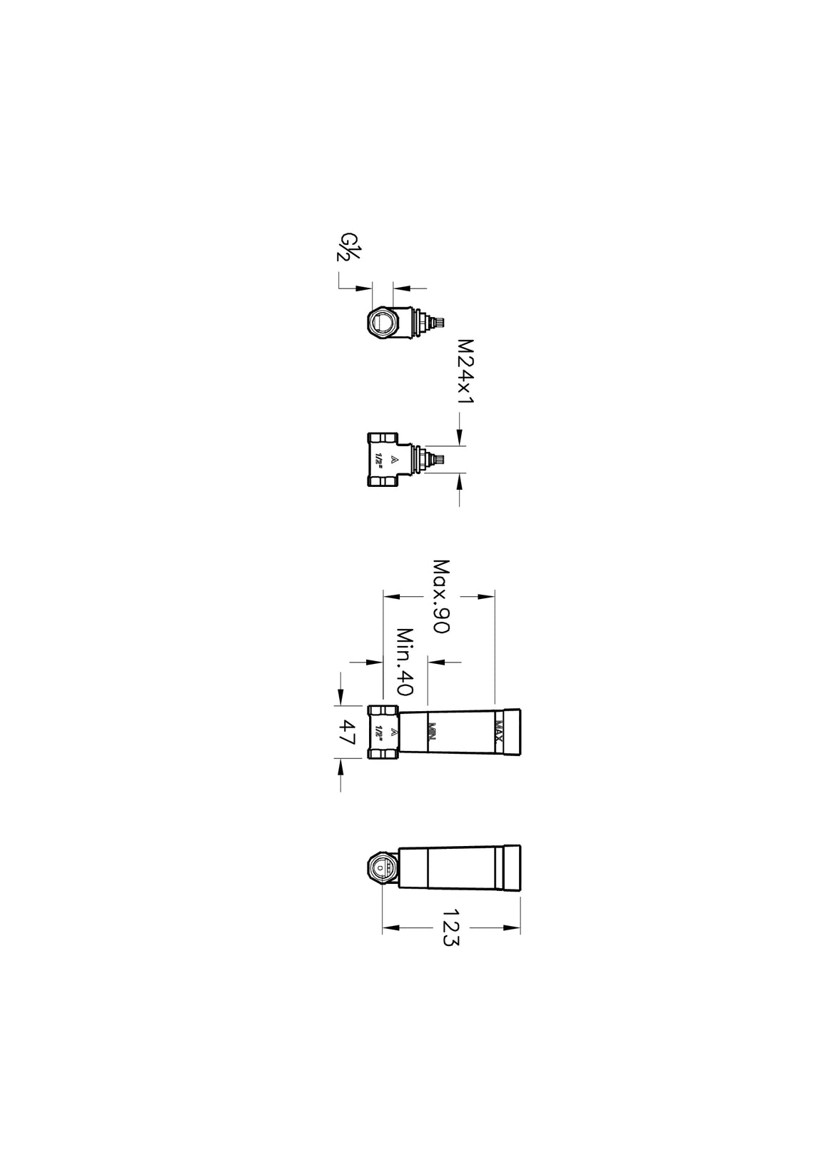 VitrA Istanbul Stopkraan - Verborgen Deel – Technische tekening – A41441 #variant_57380294656324