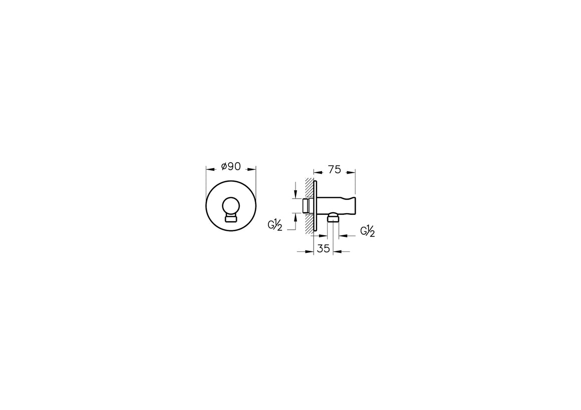 VitrA Origin Wandaansluitbocht Met Hanger – Technische tekening – A42625 #variant_57380267983172