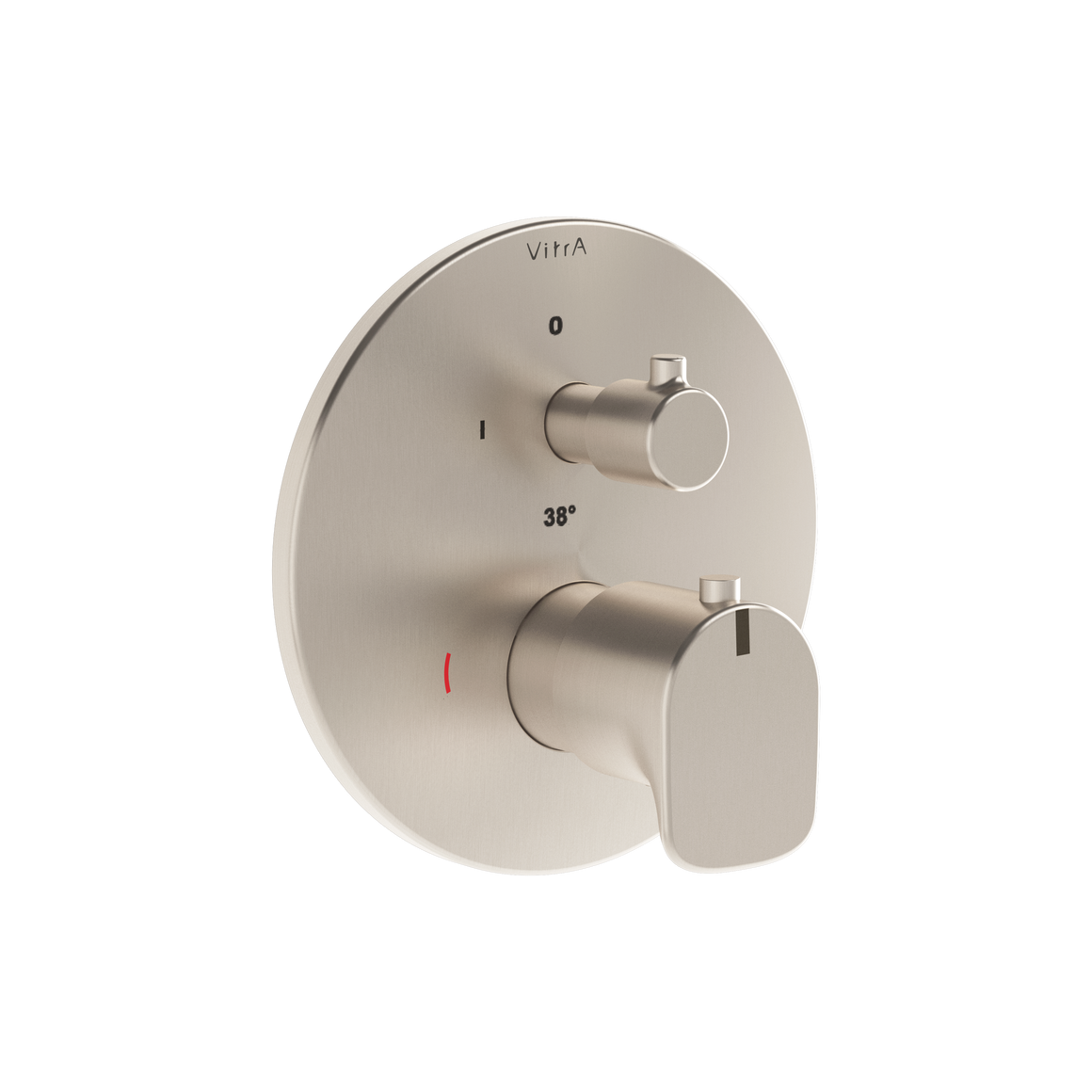 VitrA Root Round Douche/Bad Kraan, Geborsteld Nikkel #variant_57380263887172