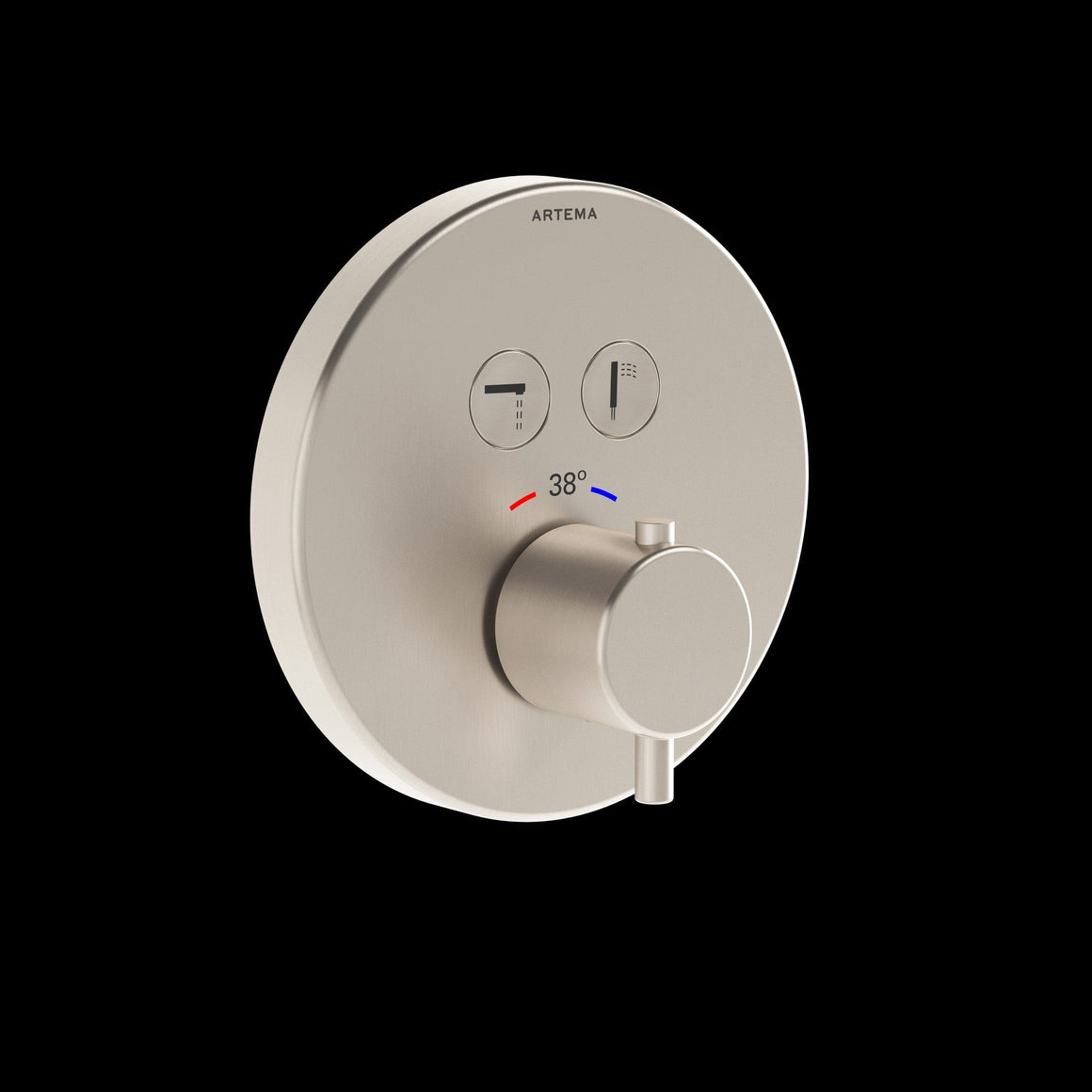 VitrA Root Round Aquacontrol Douche/Bad Kraan, Geborsteld Nikkel #variant_57380264116548