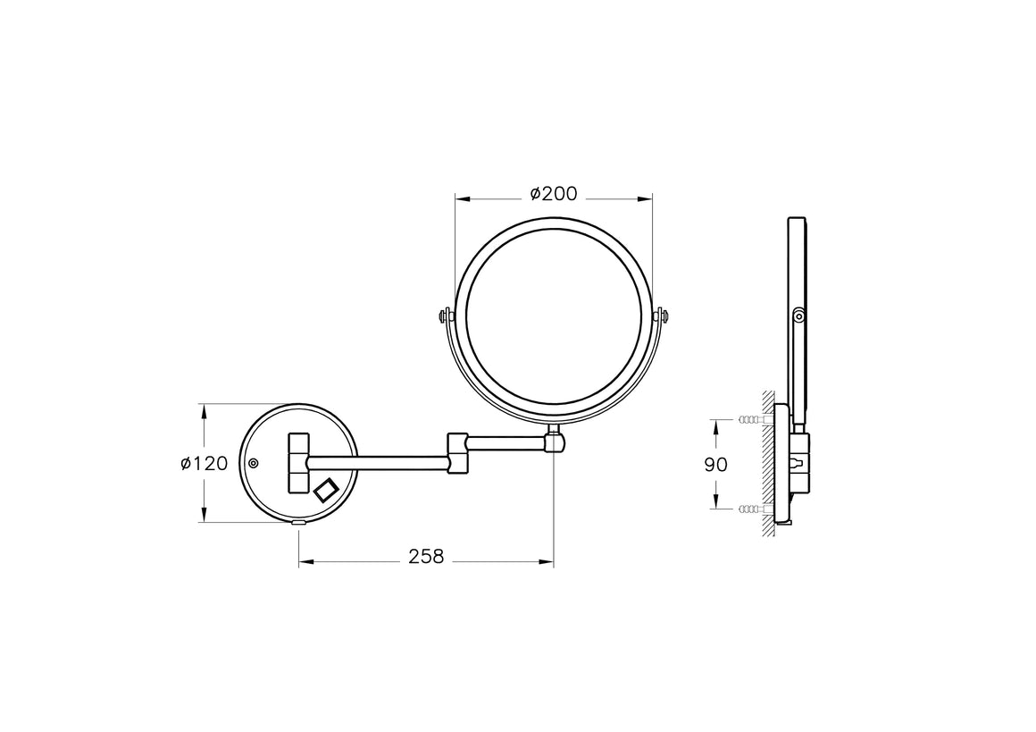VitrA Arkitekta Scheerspiegel met LED – Technische tekening – A44010 #variant_57380301865284
