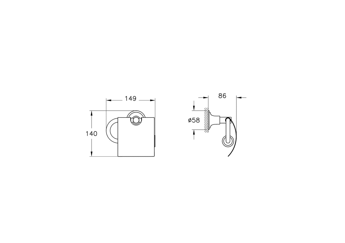 VitrA Origin Classic Toiletrolhouder – Technische tekening – A44522 #variant_57380289347908