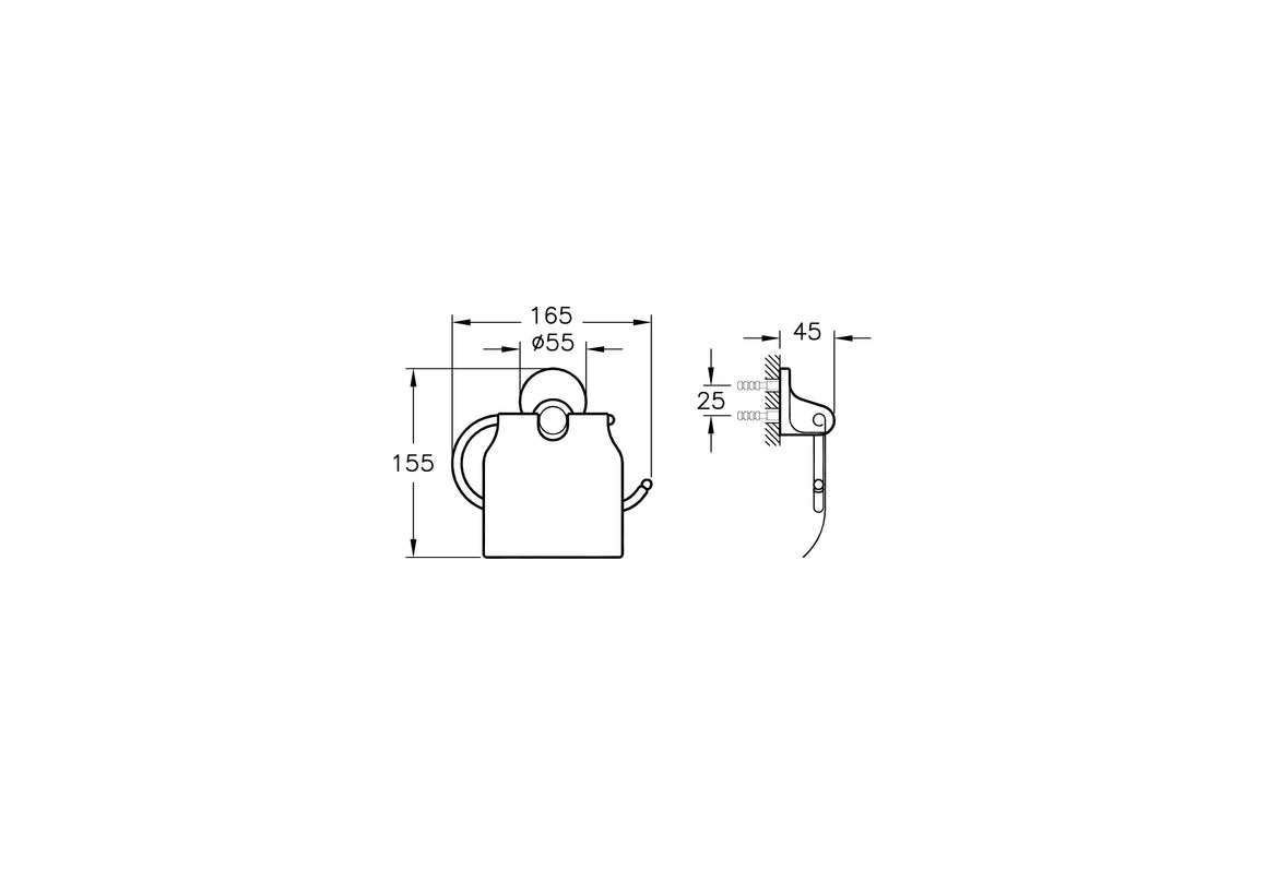 VitrA Marin Toiletrolhouder Met Deksel – Technische tekening – A44945 #variant_57380292919620