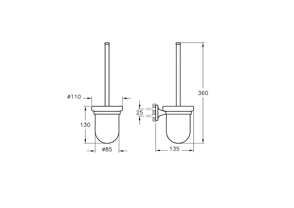 VitrA Marin Toiletborstelhouder – Technische tekening – A44948 #variant_57380293902660