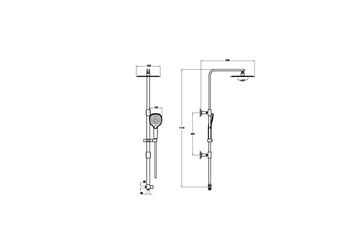 VitrA Bliss Square Douchekolom – Technische tekening – A45789EXP #variant_57380301078852