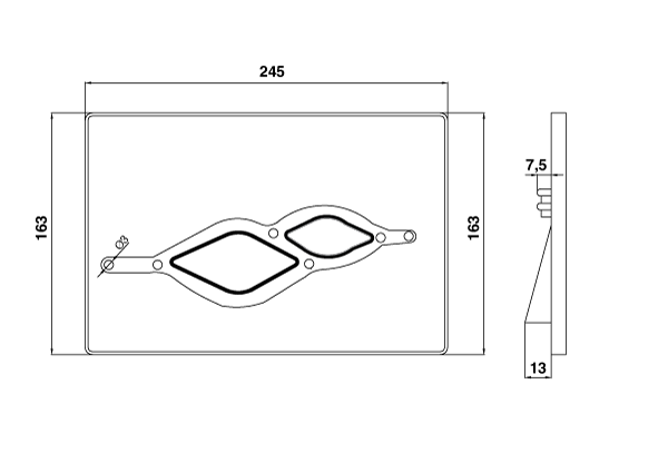 Creavit Ufo bedieningspaneel wit-zwart – Technische tekening #variant_57221771493700
