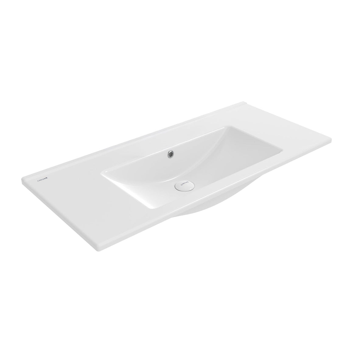 Su Wastafel - 1 Wasbak - zonder Kraangat - Keramiek - 100X45CM - Glanzend WIT