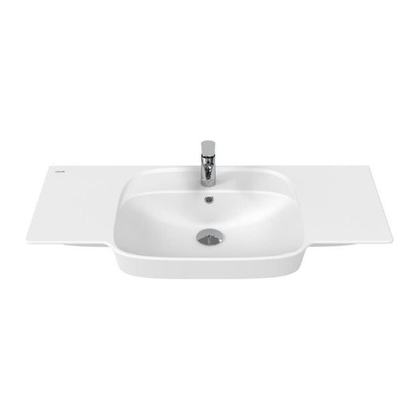 Creavit Saily Wastafel - 1 Wasbak - 1 Kraangat - Met Aflegvlak - Keramiek - 100 × 45 × 17,7 cm - Glanzend Wit
