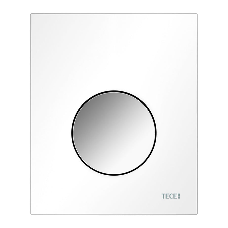 TECE TECELOOP URINOIR-BEDIENINGSPLAAT VAN KUNSTSTOF INCL. CARTOUCHE - GLANZEND WIT - TOETS GLANZEND CHROOM