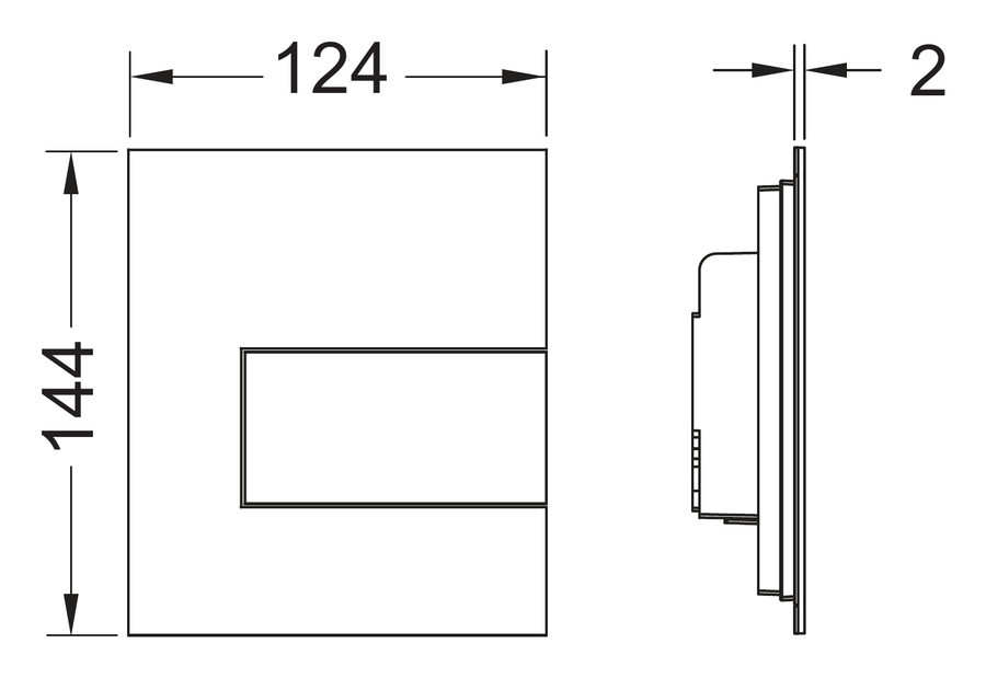 TECE TECEsquare urinoir metaal, alle kleuren - technische tekening