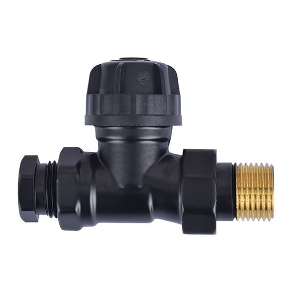 Riko thermostatisch ventiel zonder knop 1/2 recht+adaptor mat - zwart