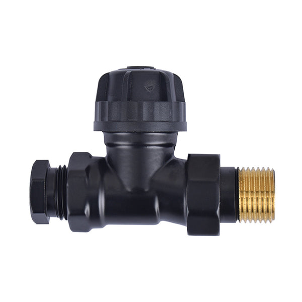 thermostatisch ventiel zonder knop 1/2 recht+adaptor mat-zwart