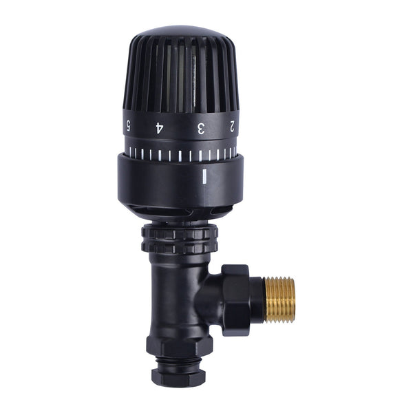 Riko thermostatische Radiatorventiel 1/2''x15mm haaks mat - zwart