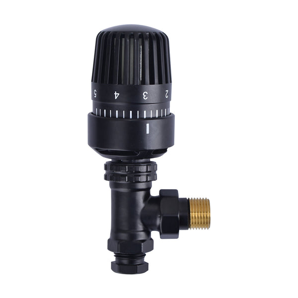 thermostatische radiatorventiel 1/2''x15mm haaks mat-zwart