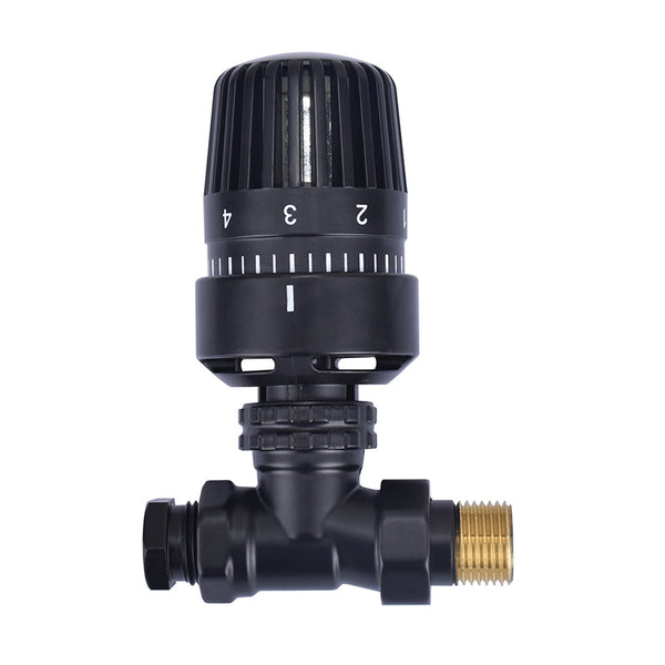 thermostatische radiatorventiel 1/2''x15mm recht mat-zwart