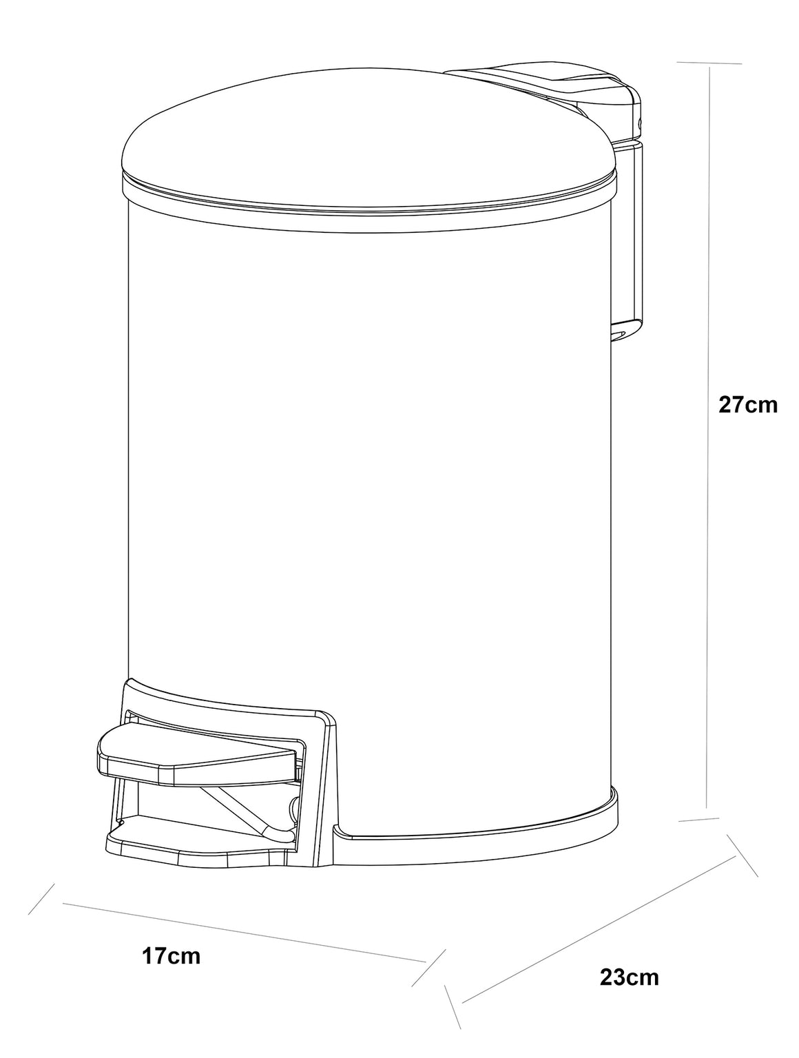 Wiesbaden Tobin pedaalemmer chroom – technische tekening
