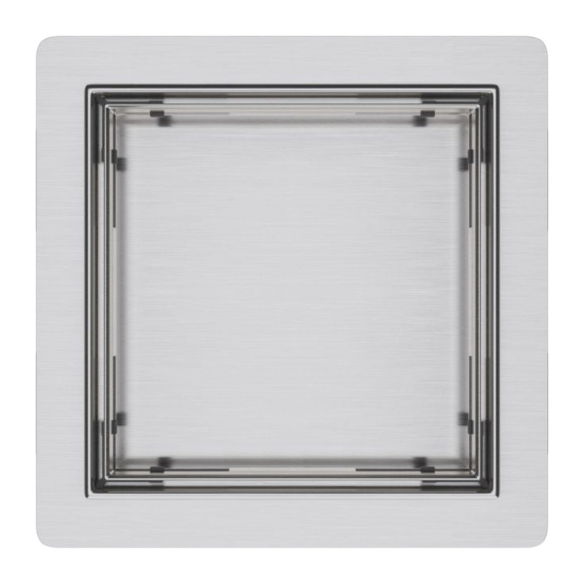 ALONI DOUCHEPUT - MET TEGELROOSTER - 15X15CM - GEBORSTELD RVS - detailafbeelding