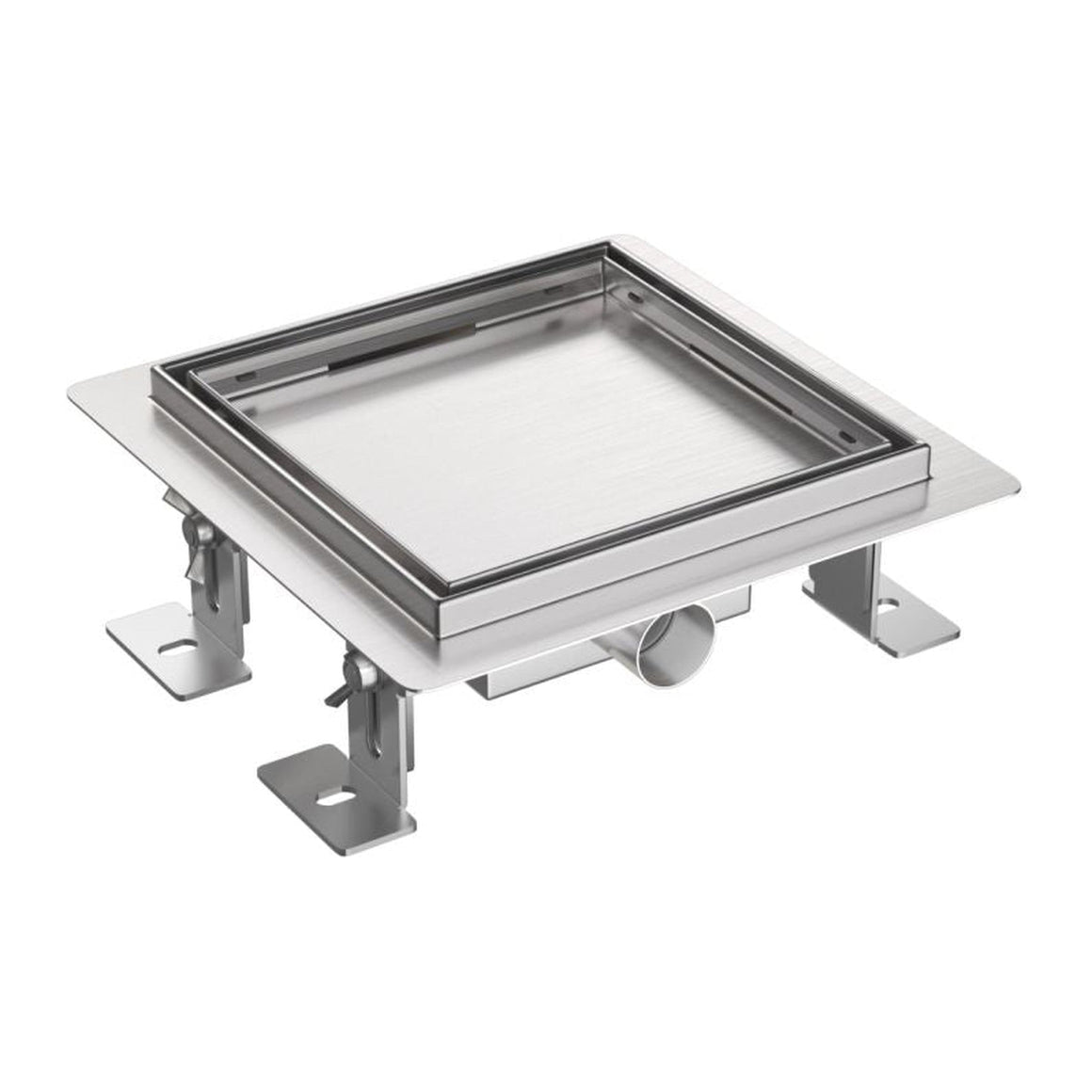 ALONI DOUCHEPUT - MET TEGELROOSTER - 15X15CM - GEBORSTELD RVS - detailafbeelding