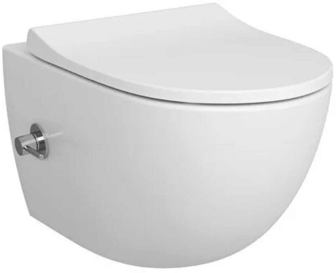 Witte Vitra Sento wandcloset met softclose zitting en verchroomde spoelknop