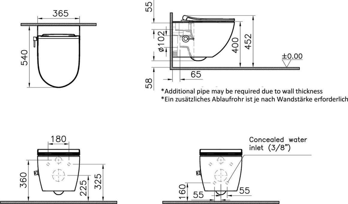 Vitra Sento bidet douche wc pack, randloos diepspoel, inclusief slim softclose zitting