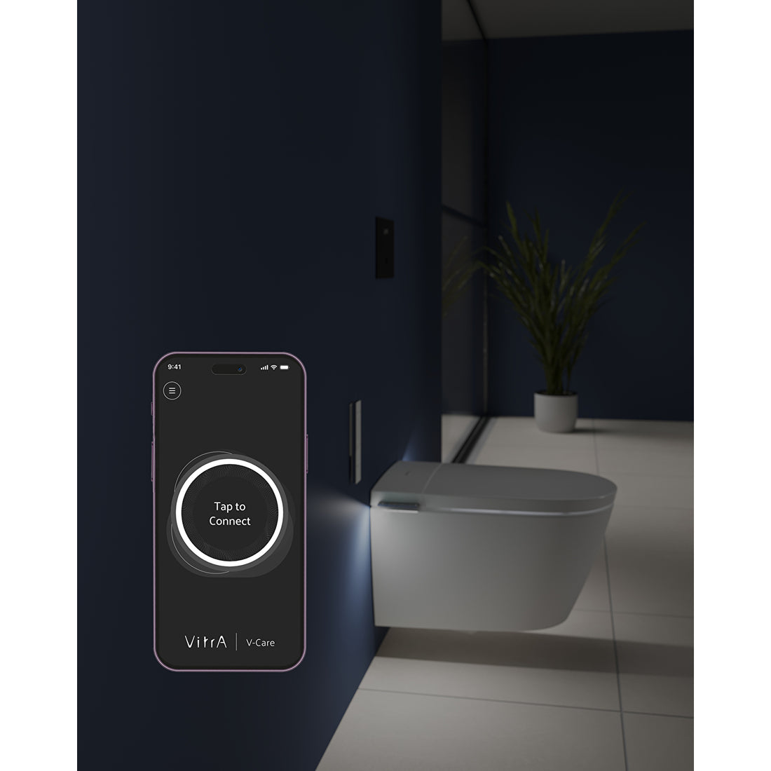 VitrA V-Care 3 douche WC bediening via app sfeerfoto