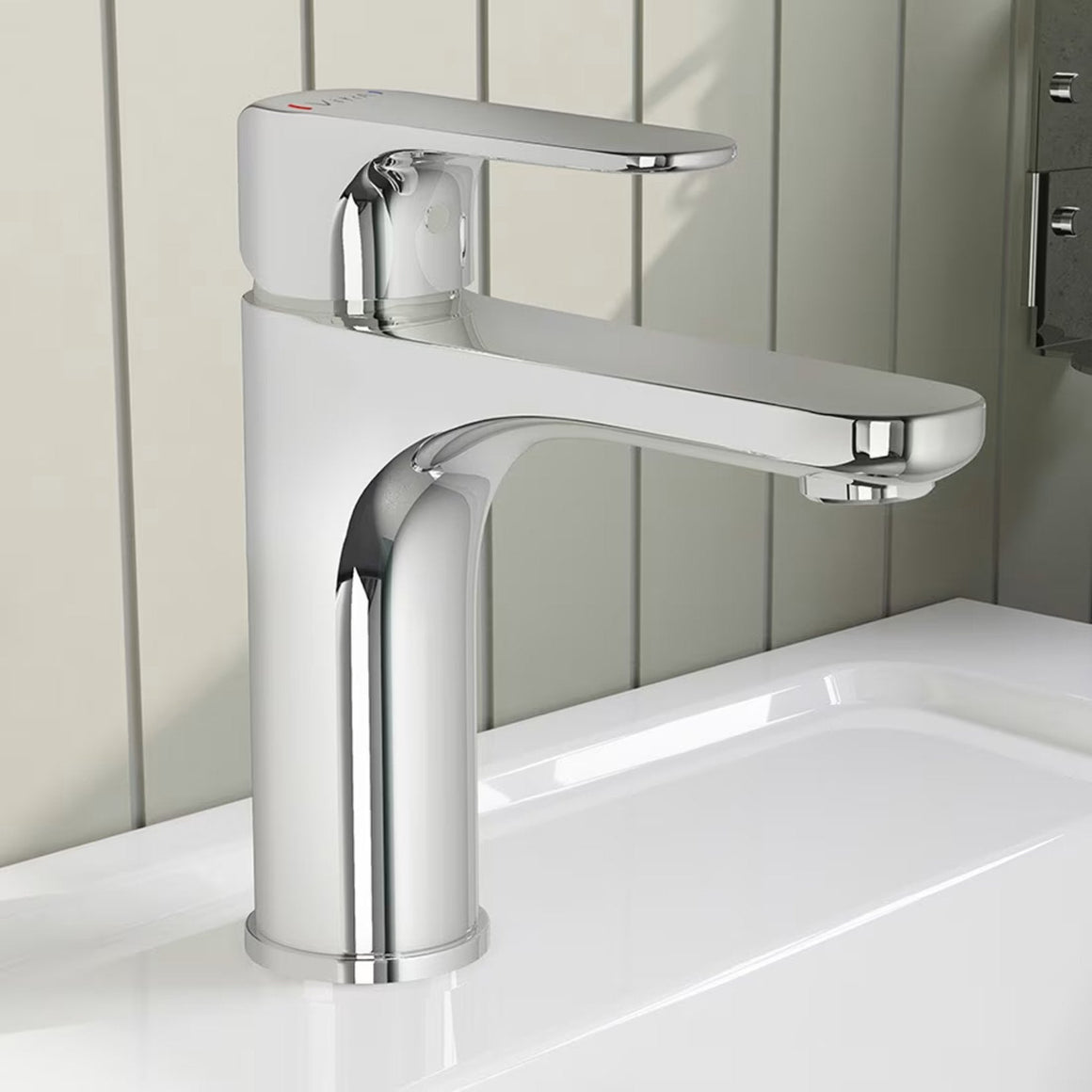 VitrA Root Round wastafelkraan Chroom - zijaanzicht