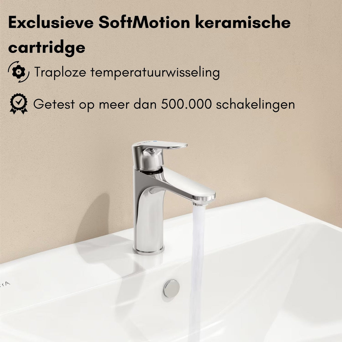 VitrA Root Round wastafelkraan Chroom - situatie