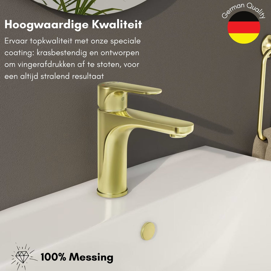 VitrA Root Round wastafelkraan Goud - situatie