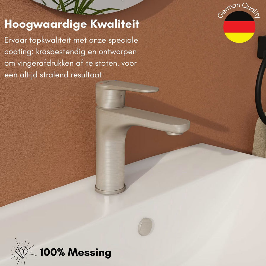VitrA Root Round wastafelkraan Nikkel - situatie