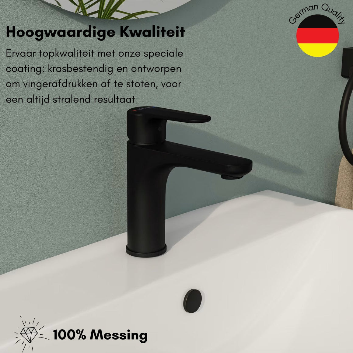 VitrA Root Round wastafelkraan Zwart - situatie