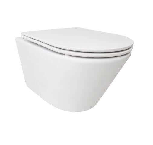 Vesta randloos wandtoilet Wiesbaden met Tornado Flush, Soft Close & Quick Release toiletbril in mat wit