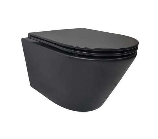 Wandcloset Wiesbaden Vesta Mat Zwart – Rimless Toilet met Tornado Flush, Softclose & Quickrelease Zitting