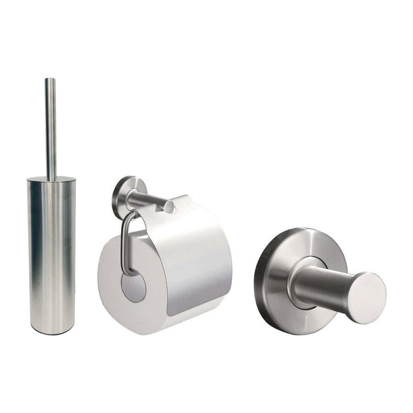 Wiesbaden 304 toiletaccessoireset 3-delig RVS – toiletborstel, toiletrolhouder en haak