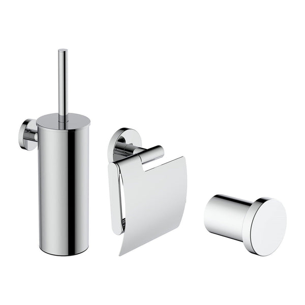 Wiesbaden Alonzo toiletaccessoireset 3-delig chroom – toiletborstel, toiletrolhouder en haak