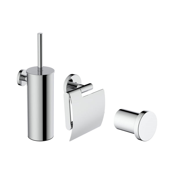 Wiesbaden Alonzo toiletaccessoireset 3-delig chroom – toiletborstel, toiletrolhouder en haak