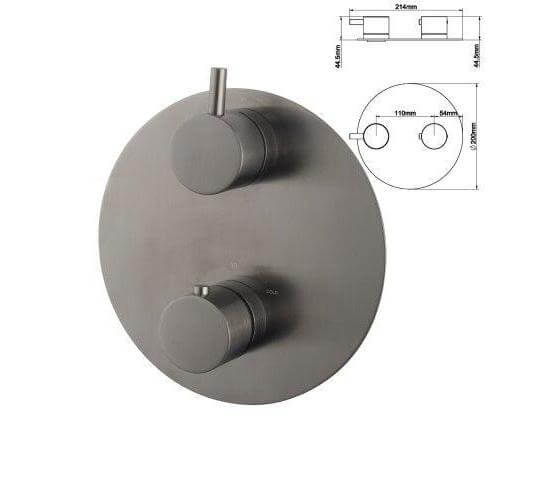Caral Rond Plafonduitloop Inbouw Regendoucheset Wiesbaden in Gunmetal PVD Coating
