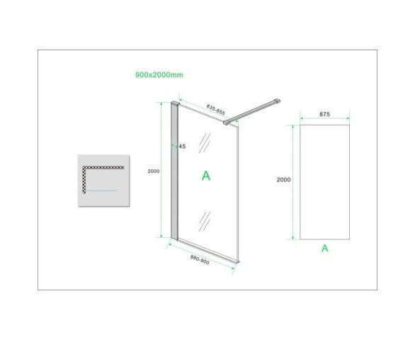 Wiesbaden Duschwand 2.0 10mm | Schwarzes Wandprofil | NANO-Beschichtung | Walk-in-Dusche (Alle Größen)