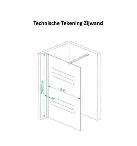 Wiesbaden Douchecabine met Draaideur en Zijwand 100x100 cm 8/10 mm Nano Coating Chroom